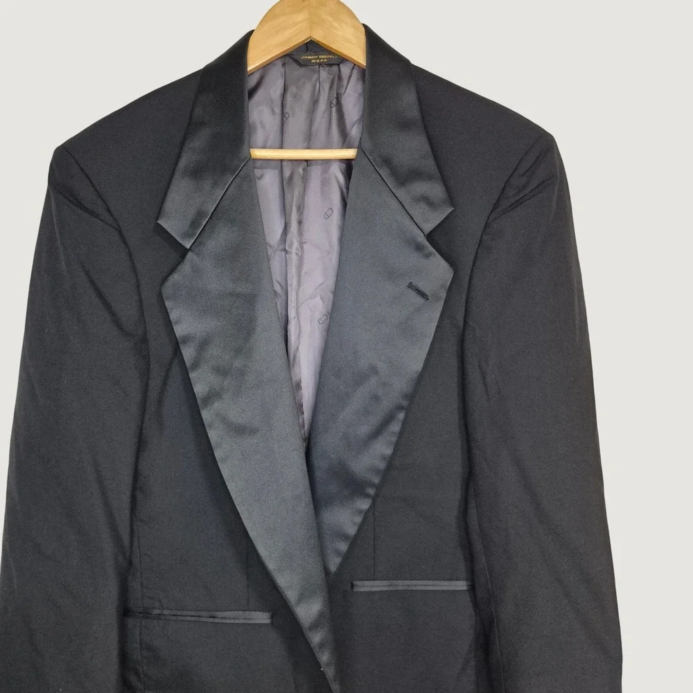 Christian Dior Tuxedo Jacket Men 40S Black Loro Piana Wool Peak Lapel Formal USA